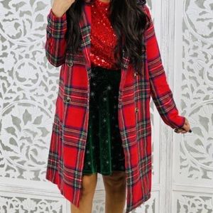 Red plaid jacket size large boutique